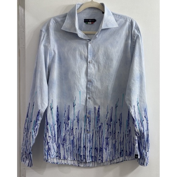 Stone Rose Other - Stone Rose Men's XL Dress Shirt White Blue Purple Pattern Flip Cuff Long Sleeve